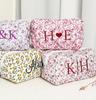 Personalized Flower Makeup Bag for Bridesmaid, Custom Embroidered Name Cosmetic Bag, Birthday Gift for Girl, Christmas Gift
