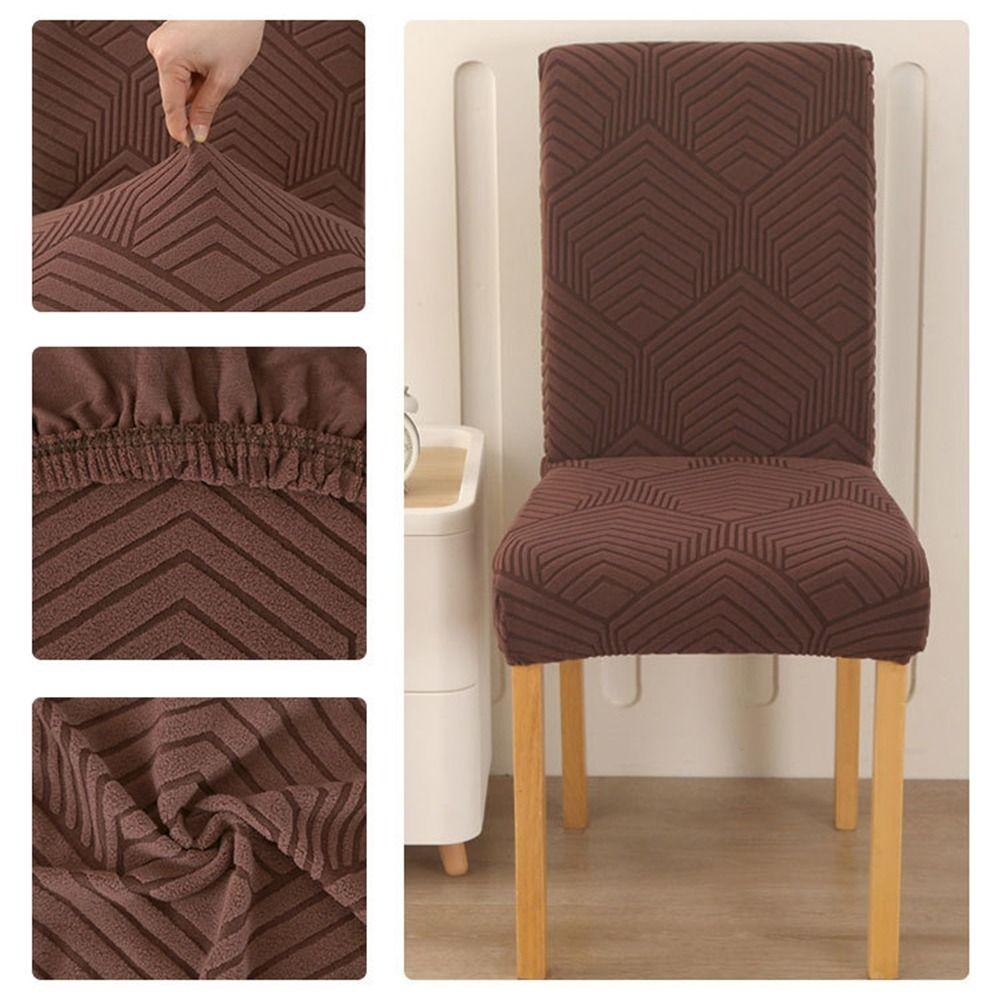 Elastic Stretch Dining Chair Cover Dustproof Solid Color Jacquard Chair Cushion Cover Waterproof Chair Protectors Home Dining