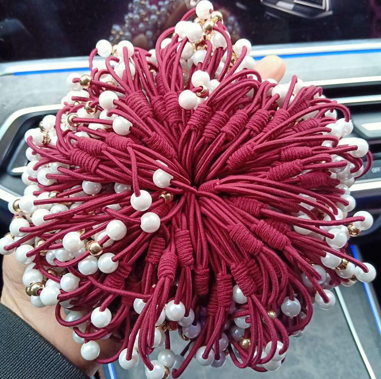 Pearl Hair Tie: Three-Layer Nine-Bead Headwear Accessory