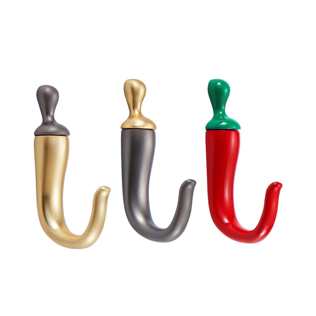 Practical Chili Wall Mount Hook For Keys Jackets Hats Storage Zinc Alloy Decorative Practical Hanger For Home