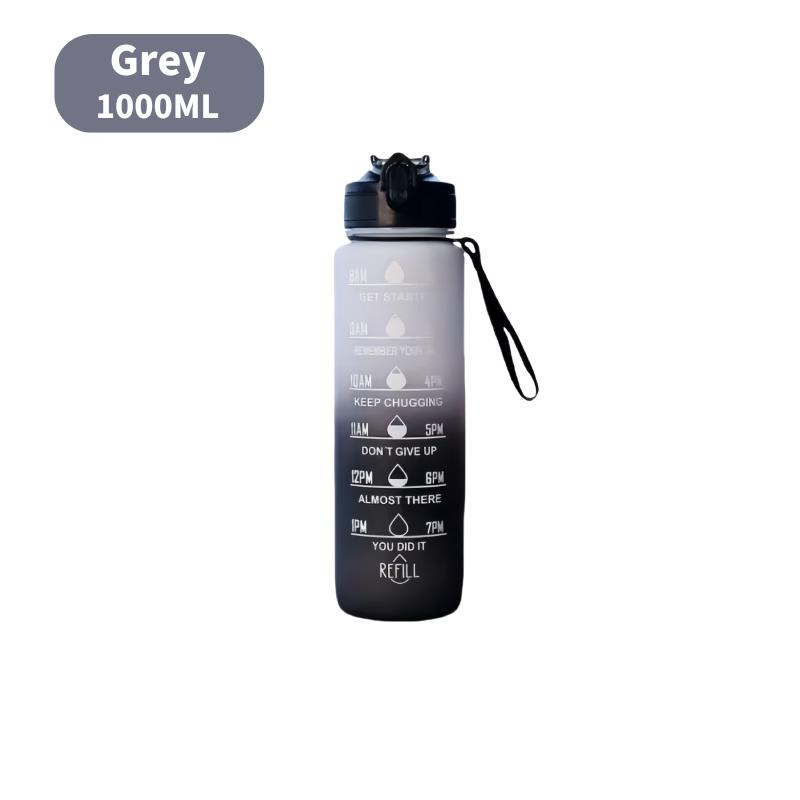 1000ml Water Bottle Gradient Color Motivational Sports Water Bottle with Bouncing Suction Nozzle Leak-proof Cup for Gym, Outdoor