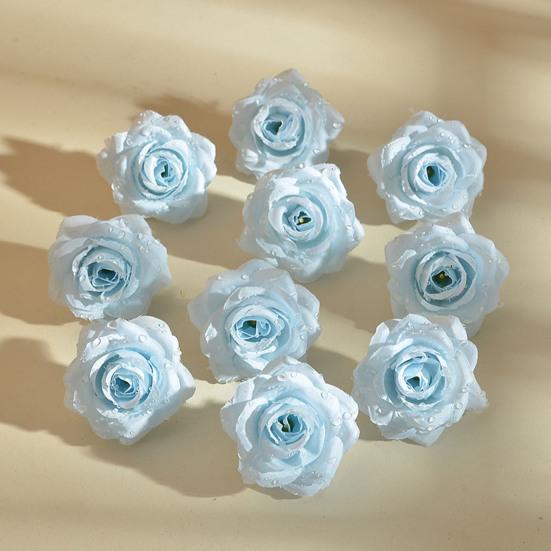 6 Stück künstliche Tautropfen-Rose Real Touch Kunstseide Rosenblütenköpfe für DIY Hochzeitssträuße Party Heimdekoration