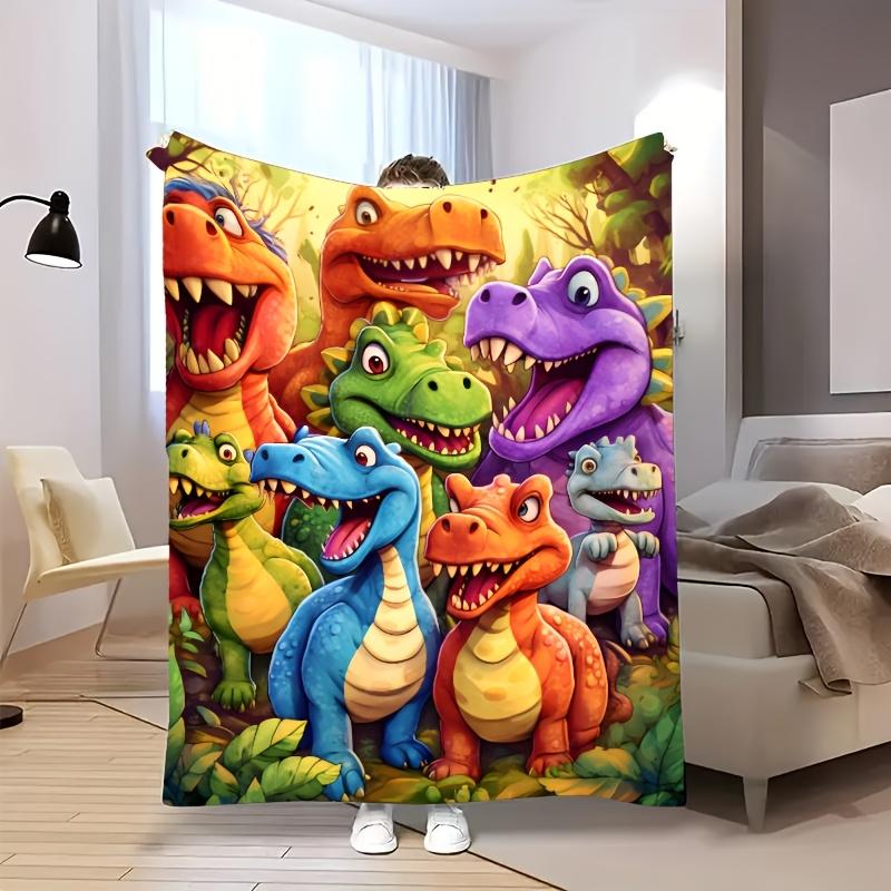Cute Cartoon-like Little Dinosaur Flannel Printed Blanket Suitable for All Seasons Suitable for Living Room Office Sofa Travel