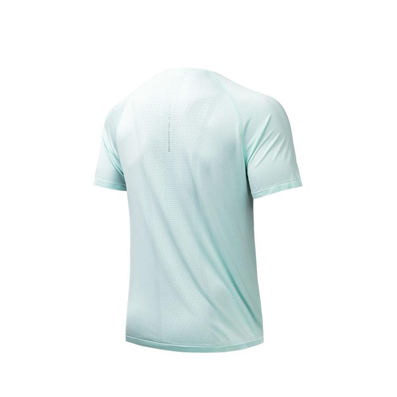 Anta Solid Color Comfortable Versatile Round Neck Short Sleeve T-Shirt Men Tops Light-Blue 952425102-1