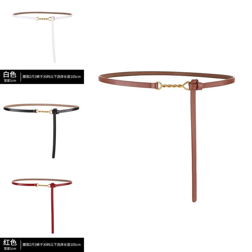 Genuine Leather Womens Slim Belt With Metal Buckle For Office And Casual Wear