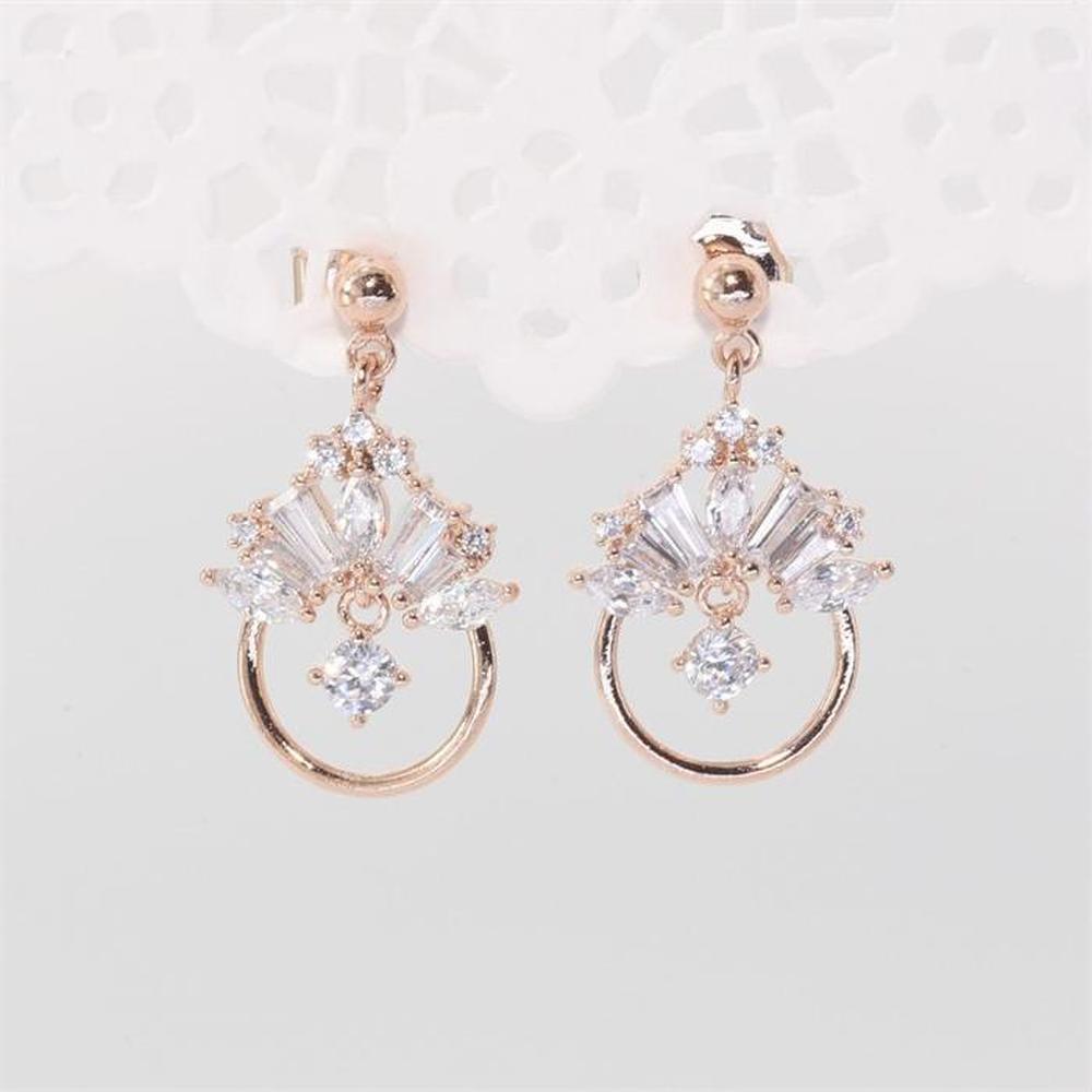 [Onm] Onm Indian-style Round Cubic Earrings - 92.5 Silver, Rose Gold (9593065)