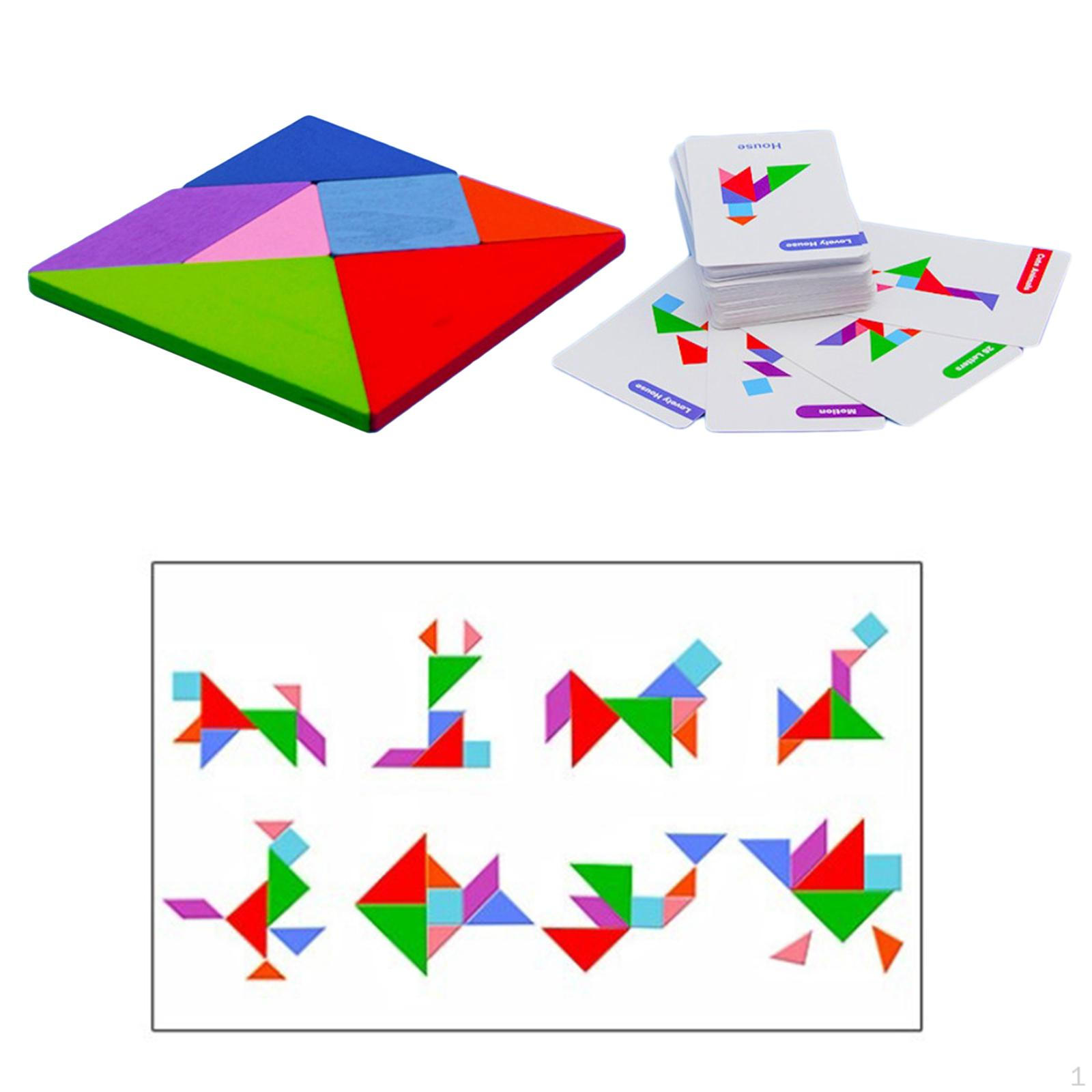 Montessori Children s Wooden Travel Tangram Puzzle Shape Block Educational Toy