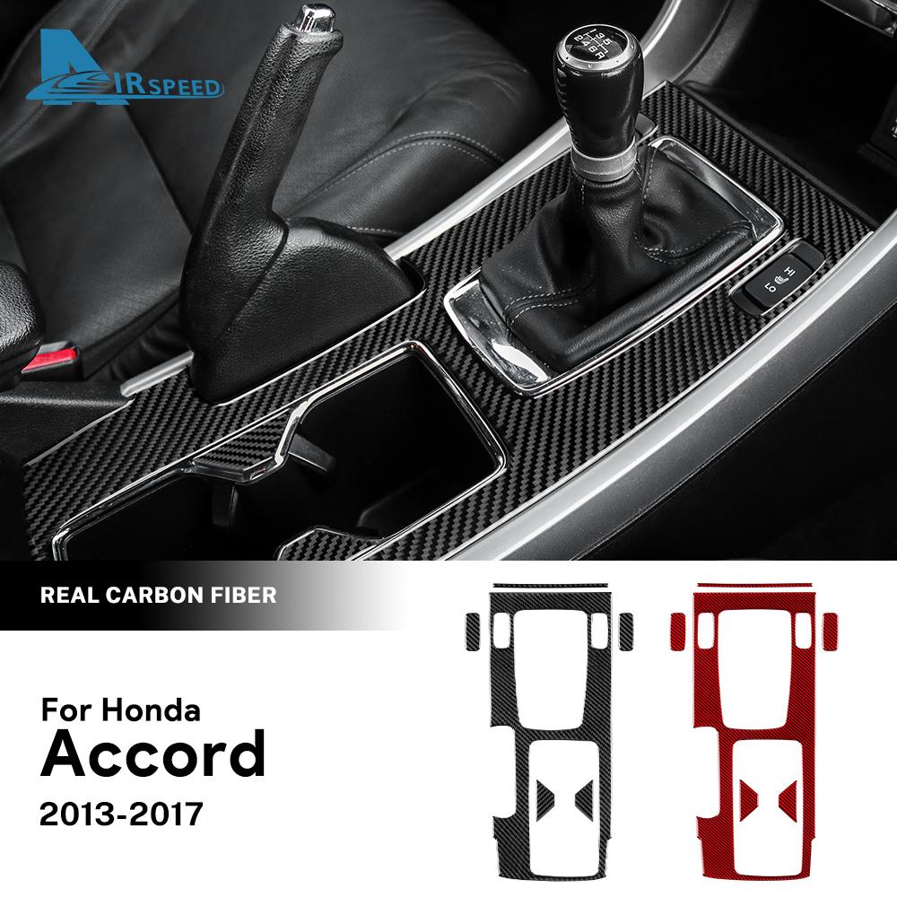 Prawdziwa Miękka Naklejka z Włókna Węglowego Do Honda Accord 2013 2014 2015 2016 2017 LHD Samochód Panel Środkowy Zmiany Biegów Pokrycie Wykończenia Wnętrza