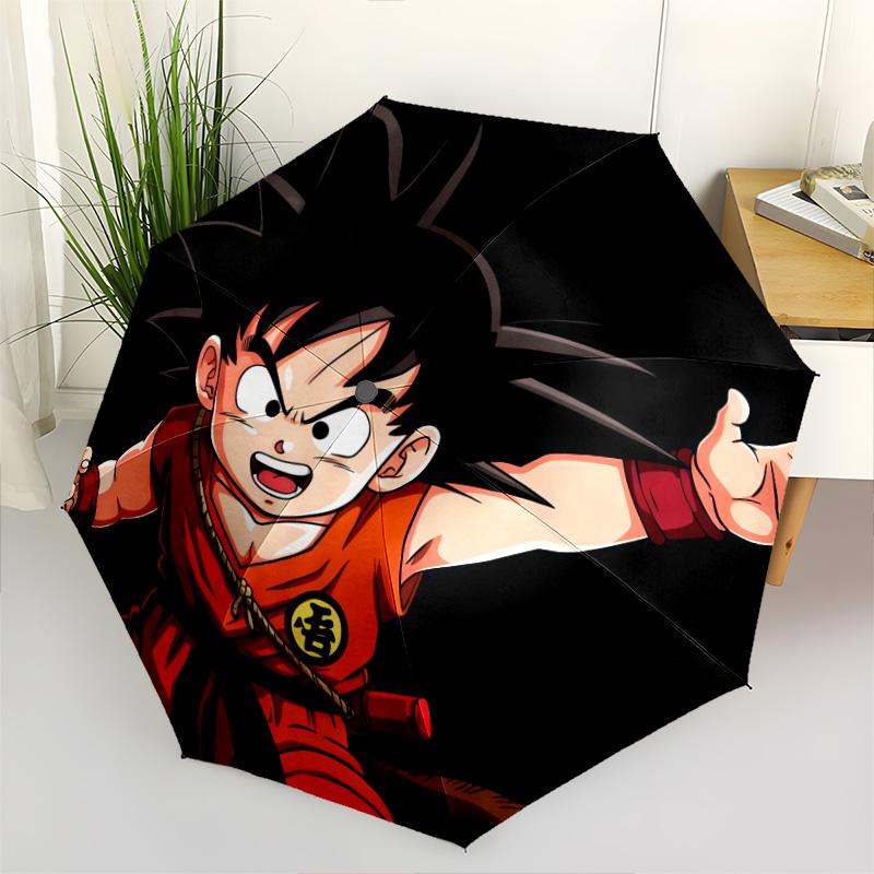 1 PC Automatic Folding Umbrella - Son Goku Pattern Portable Foldable Design With 8 Ribs Christmas Birthday Gifts