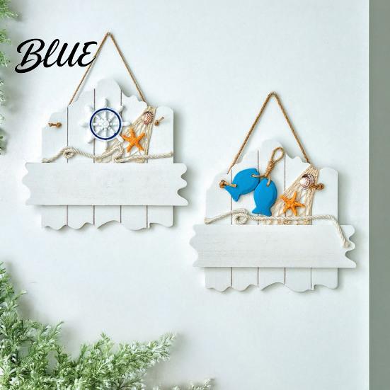 Beach House Accessories Mediterranean Style Wooden Welcome Sign, Starfish And Shells Hanging Nautical Decor Plaque, Decorative Wall Art for Home Porch