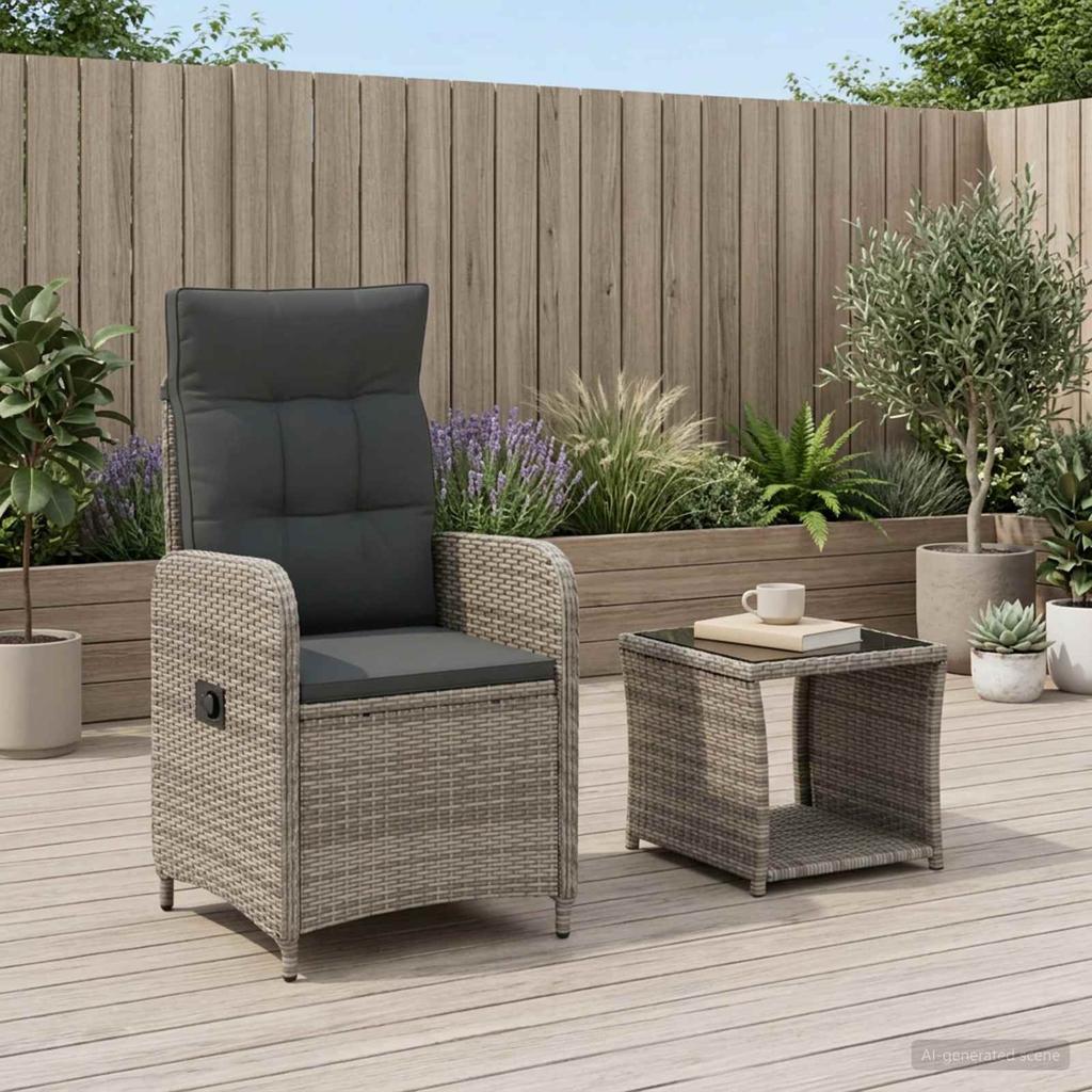 Garden Lounge Set 2 Pcs Gray and Dark Gray