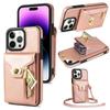 Applicable To iPhone16 Mobile Phone Case 14plus Zipper Wallet Organ Card Bag Diagonal Span Mobile Phone Case 15Pro