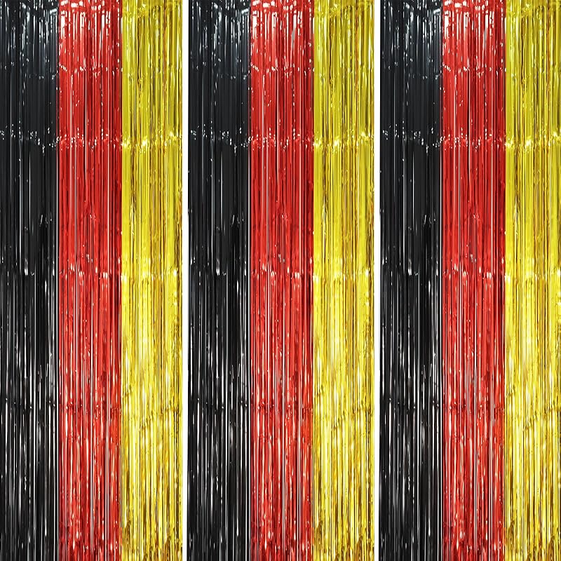 3 Pack 3.3x8.2 Feet Gold Foil Fringe Backdrop Curtains, Tinsel Streamers, Fringe Backdrop for 2025 New Years Eve, Graduation, Birthday, Baby Shower,