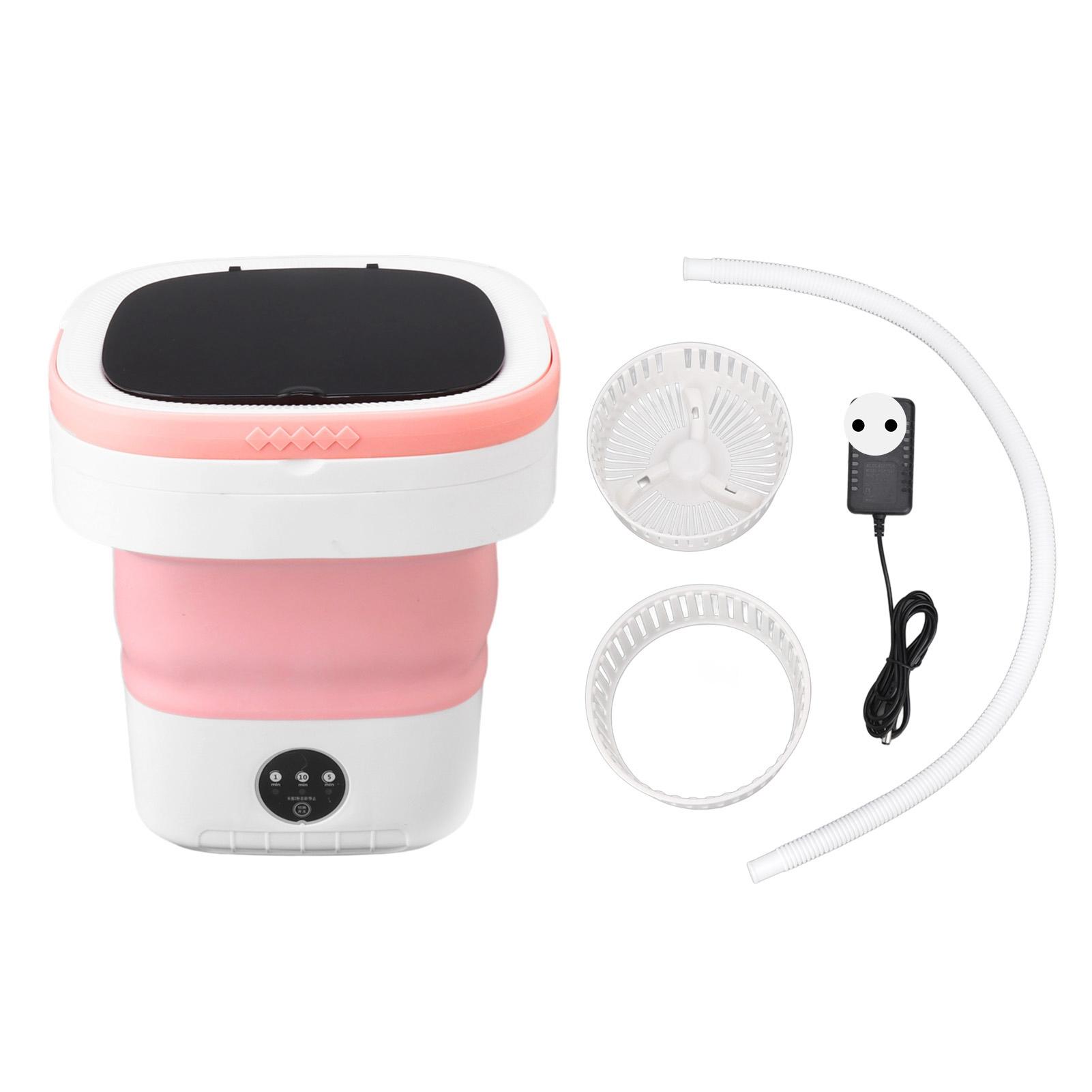 

Портативная складная стиральная машина с ведром объемом 7,5 л, функцией мягкой сушки и сливной трубой 1002 EU Plug розовый
