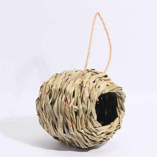 Outdoor Bird Nest Natural Grass Hand Woven Large Space Spherical Straw Bed Habitat Cave Comfortable Hummingbird Nest Courtyard