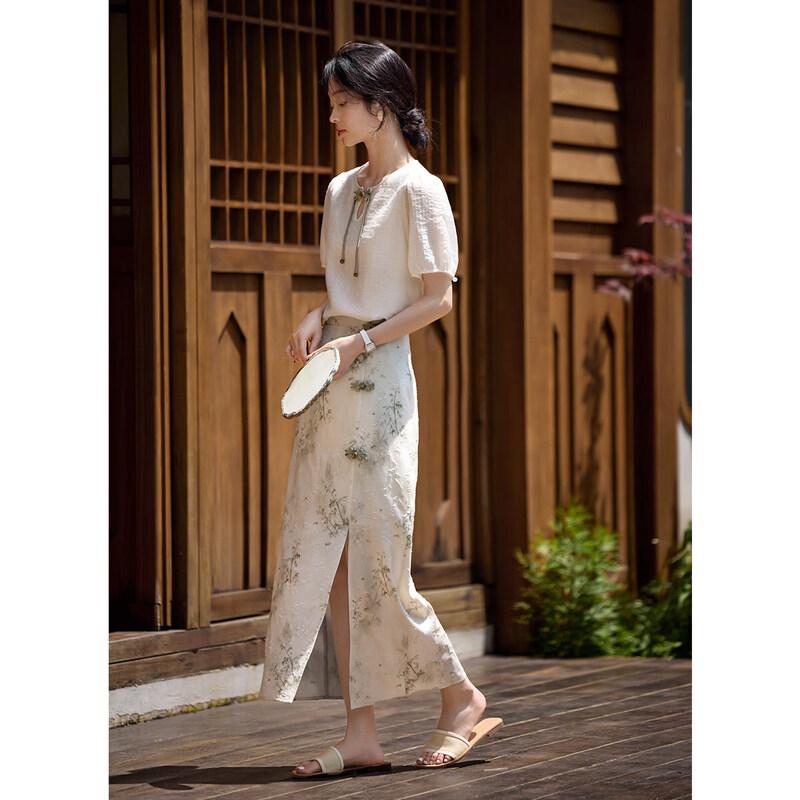 XWI Elegant New Chinese Style Two-Piece Skirt Set