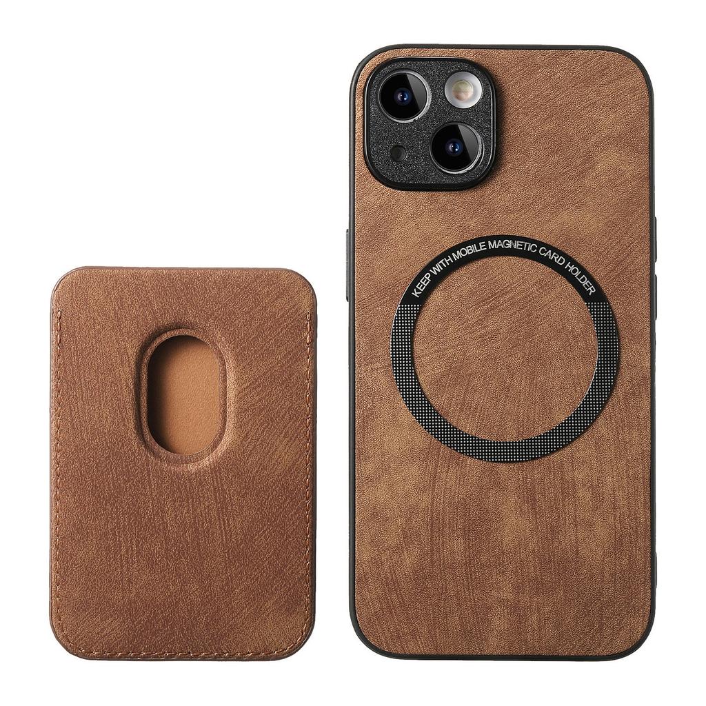 For iPhone 13 Case Compatible with MagSafe Leather Back Cover with Detachable Card Holder