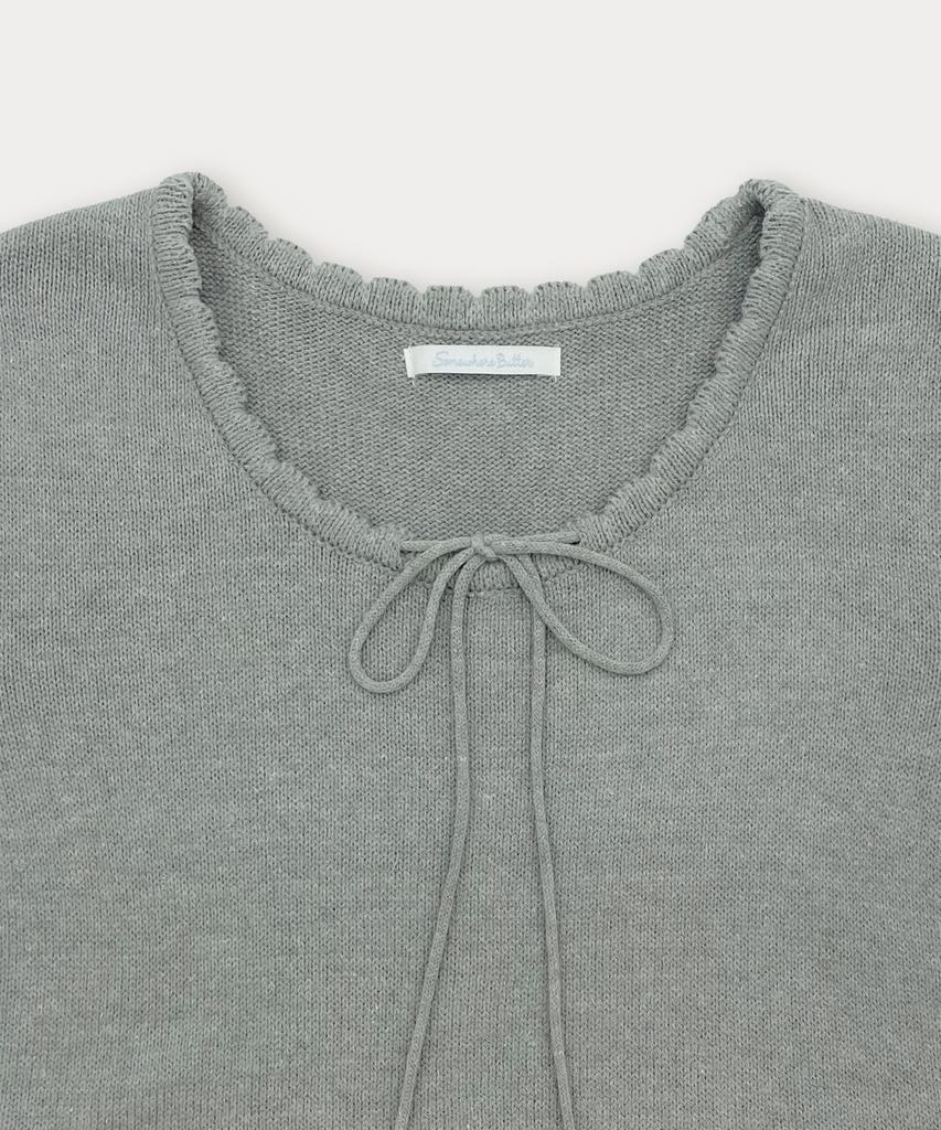 Sseomweeobeoteo Cotton Ribbon Knit Dress - Gray