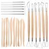 Good-Pottery Clay Sculpting Tools, 22Pcs Wooden Handle Pottery Carving Tools & Metal Scraper & Plastic Clay Shaping Tools