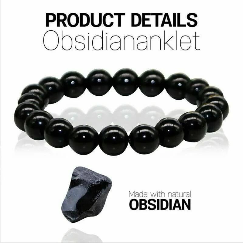 Armband aus Naturstein mit schwarzem Obsidian, zur Fettlinderung, zur Förderung der Durchblutung, gegen Angstzustände und zur Gewichtsabnahme, Armbänder für Frauen und Männer, Schmuck