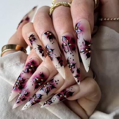 Stilettos Almond Nail Tips Fake Nail Glues On Nail Stick On Nail Press On Nail Artificial False Nail for Womens Girls