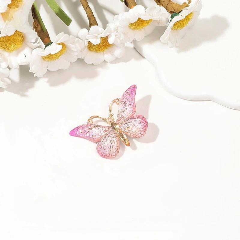 4Pcs Gradient Leopard Butterfly Hair Clips Set Cute Princess Duckbill Side Clips for Girls Fairy Hair Headwear Accessories