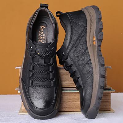 Men's PU Leather Casual Shoes Autumn Winter Lace-up Platform Sneakers Male Travel Shoes Hiking Shoes British Style Mens Sneakers