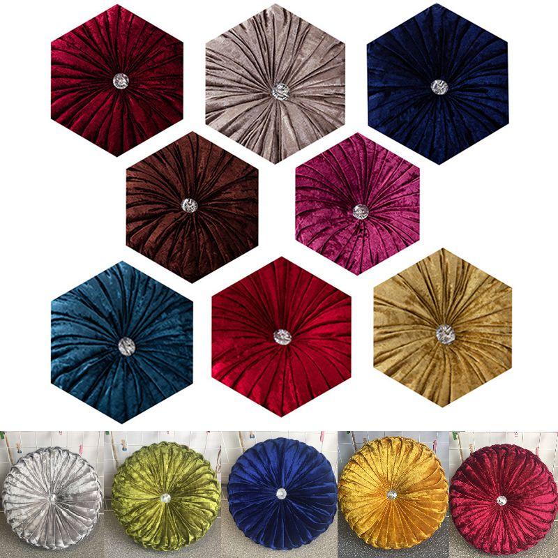 Luxurious Round Velvet Pumpkin Cushion With Charming Pleated Design And Soft Touch