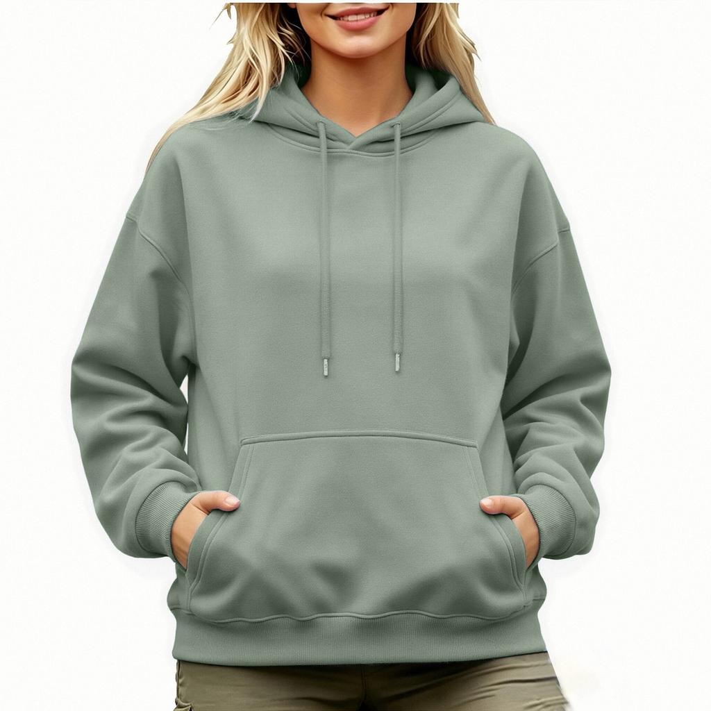 Felpa con cappuccio oversize da donna a spalle scese, manica lunga, per l'autunno