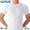 Gunze SV61142 Soft Antibacterial and Short Round Set of Size M Men's Undershirt, 100% Cotton, Deodorizing, Sleeve, Neck, 2, White,