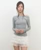 Limekeu Asymmetrical Studded Slim Long Sleeve Gray