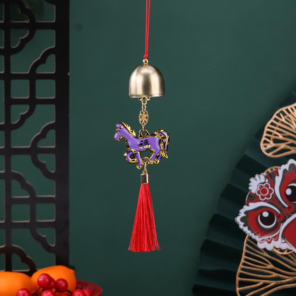 Chinese New Year Horse Pendant 2026 Feng Shui Zodiac Animal Charm Hanging Tassel Ornament With Bell For Home Window Car Decor
