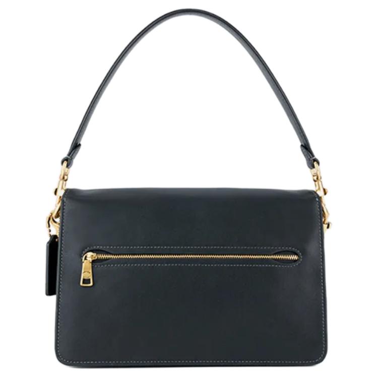 Coach Tabby 26 Gold Metal Logo Leather Shoulder Bag Medium Women shoulder bag Black CAF52-B4BK