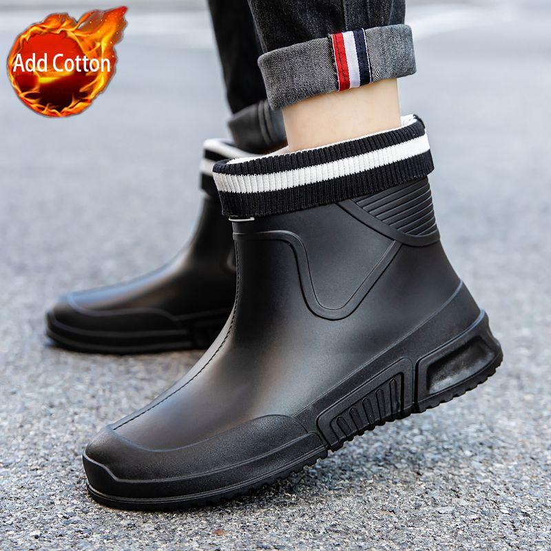 Lightweight Non Slip Male Shoes Booties Thick Platform On Offer Water Adult Designer Low-heel Fashion Wide Toes Men's Rain Boots