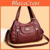 Pu Large Capacity Leather Soft Tote Bag For Women Retro Daily Messenger Shoulder Handbag