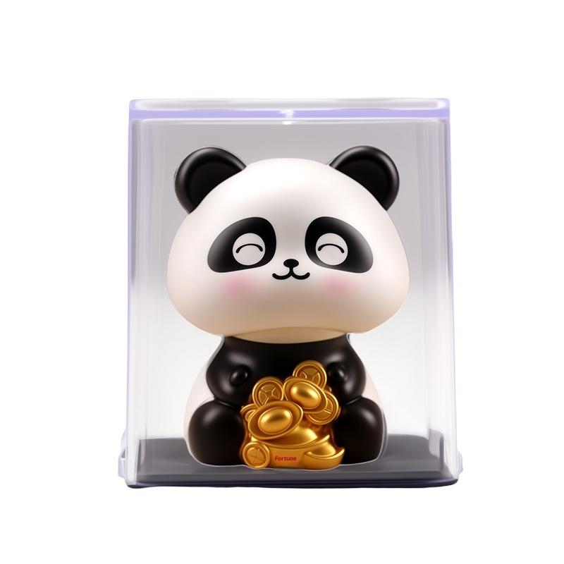 1Pc Solar Energy Panda Doll Lucky Car Decoration Cute Shaking Head Panda Figure Ornament Collection Model Creative Gifts
