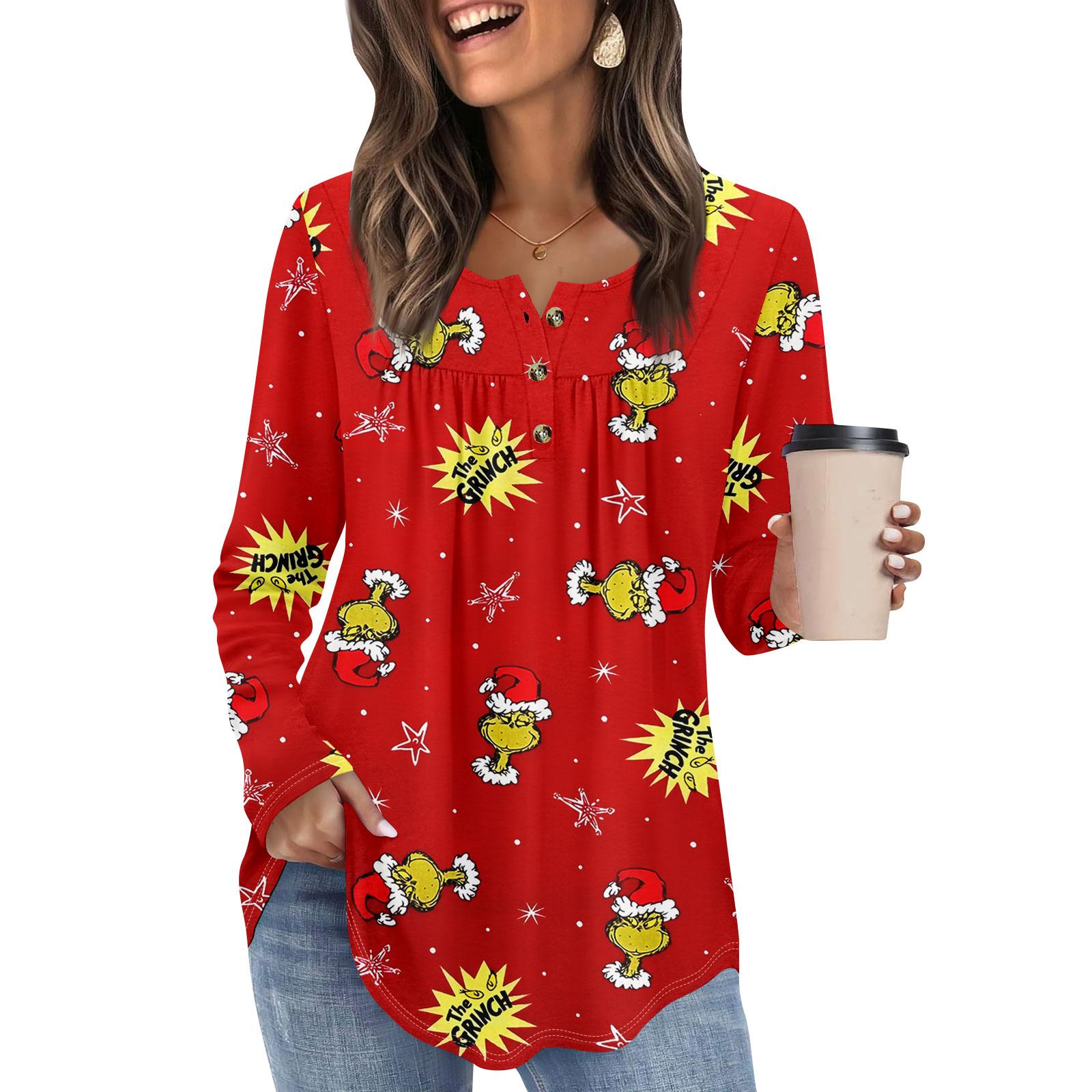 

Женская туника с длинным рукавом, свободные топы, повседневные топы оверсайз, плиссированная туника, застегивающаяся на пуговицы, повседневные женские топы с принтом S