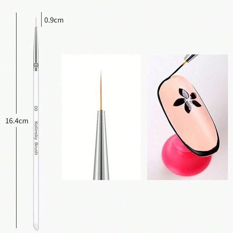 Nail Art Liner Brushes, Gel Polish Painting Art Design Pen Set Striping Brushes For Thin Long Lines Fine DrawingDelicate Coloring Sizes 7/9/11mm
