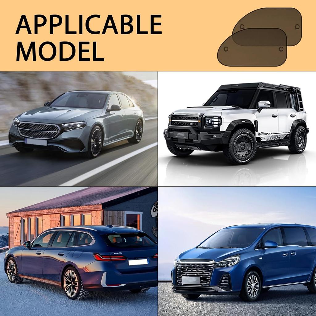 Car Side Window Sun Shade, Cooling and Heat Protection Interior Protection Front Side Window Glass Sunshade, Suction Cup Mounting Accessory, Fits