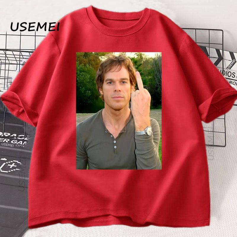 Dexter Middle Finger TShirt Funny Dexter Morgan T Shirt Unisex Women Casual Short Sleeve ONeck Tshirt Vintage Clothing Tee S