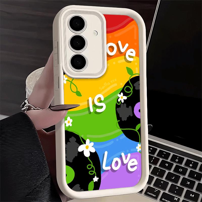 Phone Case for Samsung Galaxy S26 S25 Ultra S24 FE LGBT Rainbow Love Is Love Shell S23 Plus S22 + S21 S20 5G Soft Silicone Funda