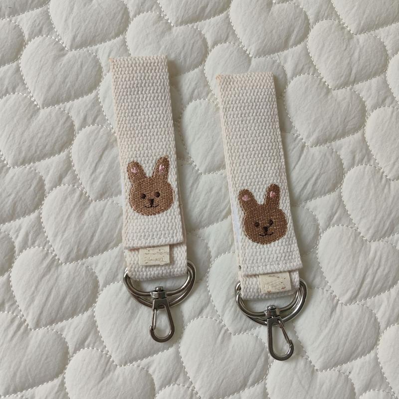 2Pcs Universal Pushchair Clip Baby Stroller Hooks Embroidered Bear Cartoon Hook For Hanging Mommy Bags Diaper Bag Accessories