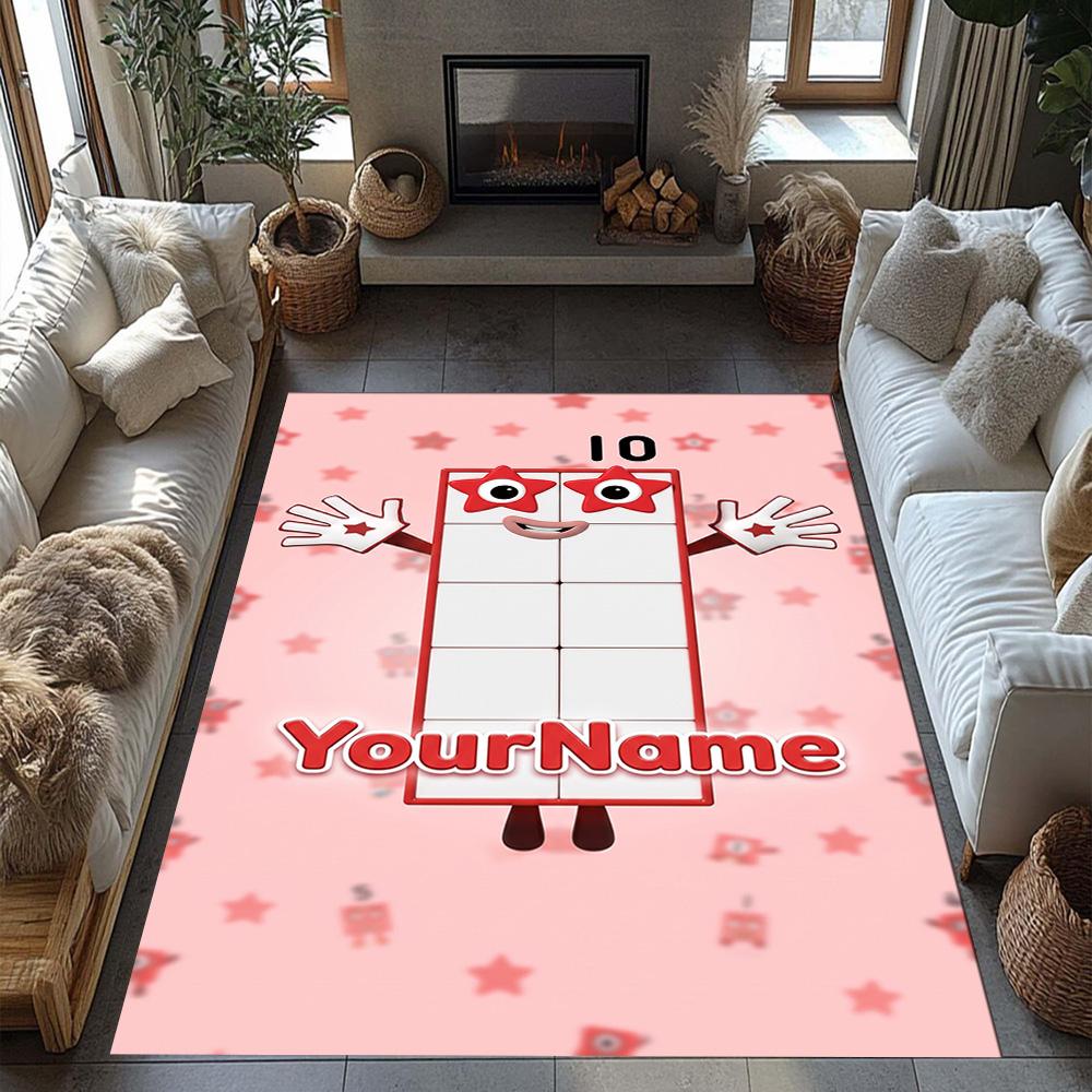 Numberblocks Customized Name Area Rug Design for Game Room Balcony Dormitory Study room Antislip Carpet Office home decor Wedding Party Gift