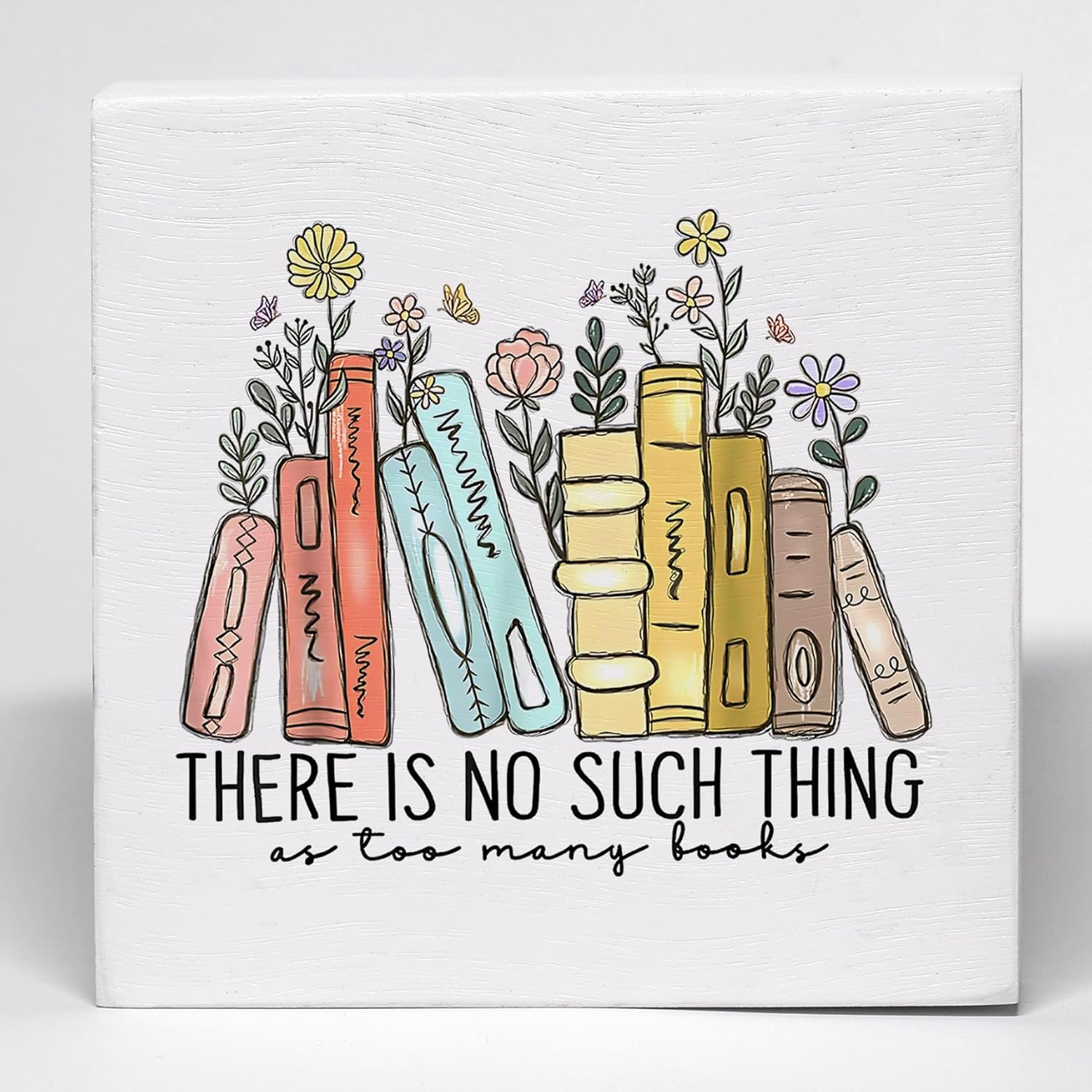 Reading Room Decor Wood Box Sign, Reading Decor for Desk Shelf Decor, Book Shelf Decor, Reading Nook Decor, There Is No Such Thing As Too Many Books