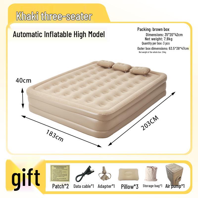 In-Stock Lightweight Inflatable Mat with Built-in Pump for Camping - Wear-Resistant Folding Bed for Lazy Lunch Breaks