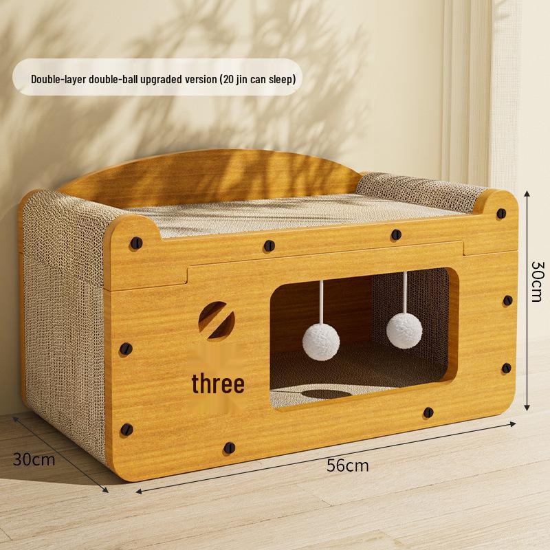 Scratch-Resistant Cat House with Integrated Scratching Board