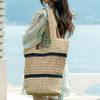 Hohle Papierkordel Strohtasche Strand Handgewebte Tasche Großes Fassungsvermögen Urlaubsstrand Schulter Tragetasche Damen