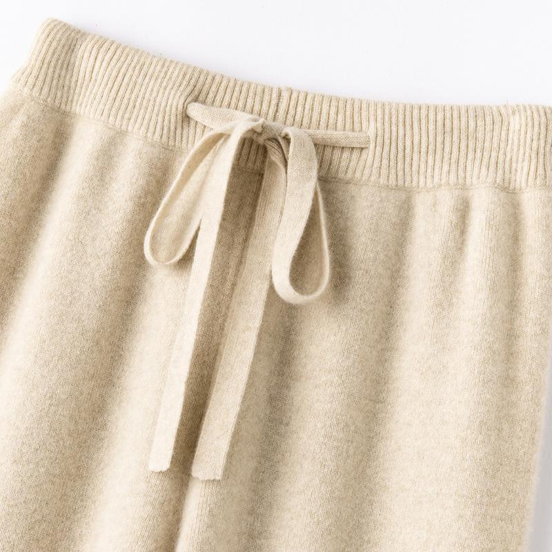 Australian Wool Wide Leg Pants - Women's Autumn/Winter Straight Leg Cashmere Knit Floor-Length Trousers