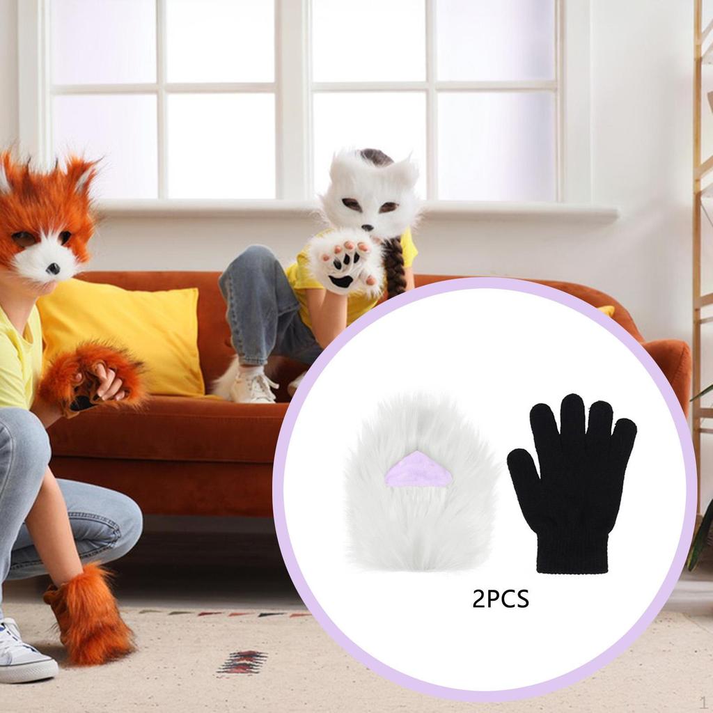 Furry Paws Cosplay Costume Cat Paw Gloves for Performance Party Carnival