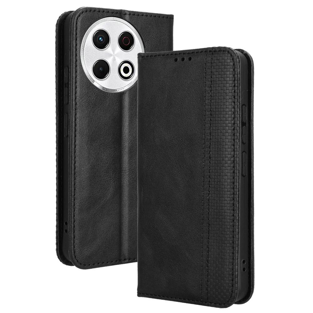 For TECNO Spark 30 Pro 4G KL7 Leather Case Wallet Stand Retro Texture Phone Cover